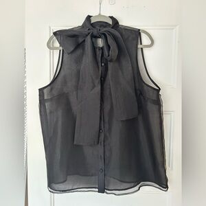 Organza blouse with bow neck tie